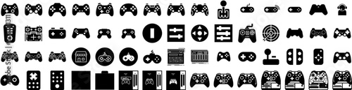Set Of Controller Icons Isolated Silhouette Solid Icon With Gaming, Game, Controller, Joystick, Gamepad, Play, Console Infographic Simple Vector Illustration Logo