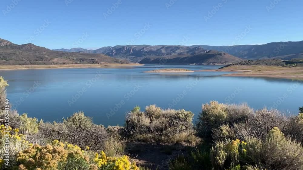 Lonesome Landscape with Lake Fork and Mountains along Gunnison River at Sapinero in Colorado USA Lonesome Landscape with Lake Fork and Mountains along Gunnison River at Sapinero in Colorado USA