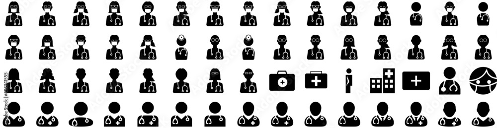 Set Of Doctor Icons Isolated Silhouette Solid Icon With Healthcare, Professional, Doctor, Medicine, Hospital, Medical, Health Infographic Simple Vector Illustration Logo Set Of Doctor Icons Isolated Silhouette Solid Icon With Healthcare, Professional, Doctor, Medicine, Hospital, Medical, Health Infographic Simple Vector Illustration Logo