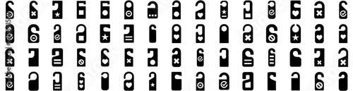 Set Of Disturb Icons Isolated Silhouette Solid Icon With Disturb, Warning, Sign, Door, Quiet, Sleep, Hotel Infographic Simple Vector Illustration Logo
