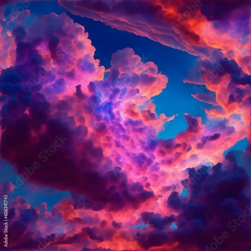 Colorful fantasy clouds in the sky - Fantasy magical sky background with colorful cloudy sky, fluffy color cloud. Aesthetic concept - Generative Ai © Impress Designers