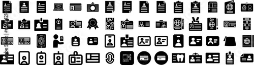 Set Of Identity Icons Isolated Silhouette Solid Icon With Identity, Template, Design, Corporate, Business, Brochure, Stationery Infographic Simple Vector Illustration Logo
