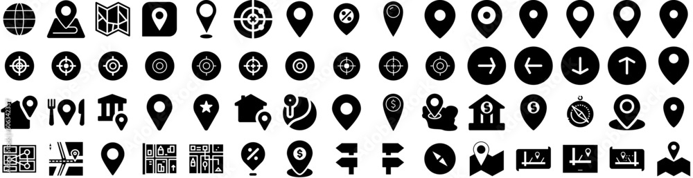 Set Of Location Icons Isolated Silhouette Solid Icon With Icon, Symbol, Place, Design, Location, Sign, Pin Infographic Simple Vector Illustration Logo Set Of Location Icons Isolated Silhouette Solid Icon With Icon, Symbol, Place, Design, Location, Sign, Pin Infographic Simple Vector Illustration Logo