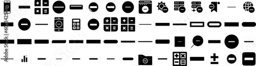 Set Of Minus Icons Isolated Silhouette Solid Icon With Negative, Sign, Vector, Symbol, Minus, Plus, Background Infographic Simple Vector Illustration Logo