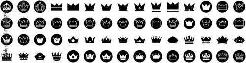 Set Of Monarchy Icons Isolated Silhouette Solid Icon With Royalty, Royal, Crown, Monarchy, Monarch, King, Queen Infographic Simple Vector Illustration Logo
