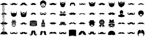 Set Of Moustache Icons Isolated Silhouette Solid Icon With Mustache, Black, Hair, Retro, Moustache, Style, Isolated Infographic Simple Vector Illustration Logo