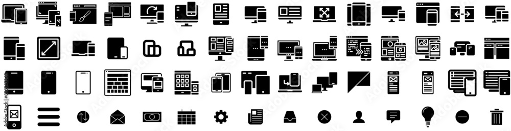 Set Of Responsive Icons Isolated Silhouette Solid Icon With Website, Icon, Isolated, Technology, Responsive, Vector, Computer Infographic Simple Vector Illustration Logo Set Of Responsive Icons Isolated Silhouette Solid Icon With Website, Icon, Isolated, Technology, Responsive, Vector, Computer Infographic Simple Vector Illustration Logo
