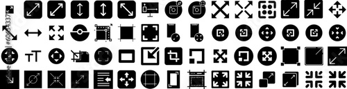 Set Of Resize Icons Isolated Silhouette Solid Icon With Icon, Vector, Expand, Enlarge, Symbol, Resize, Arrow Infographic Simple Vector Illustration Logo