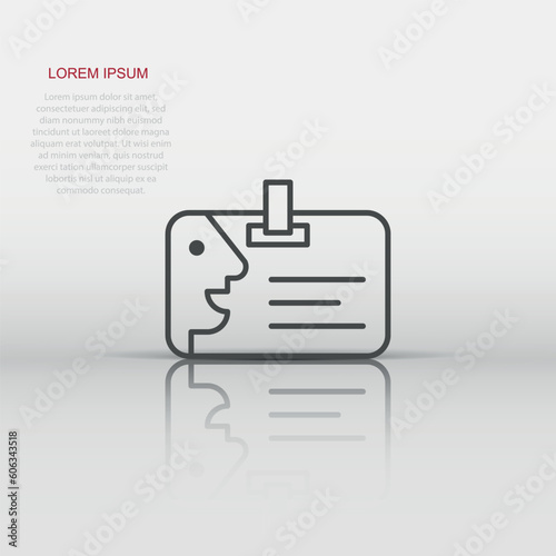 Id card icon in flat style. Identity badge vector illustration on white background. Access cardholder people business concept.
