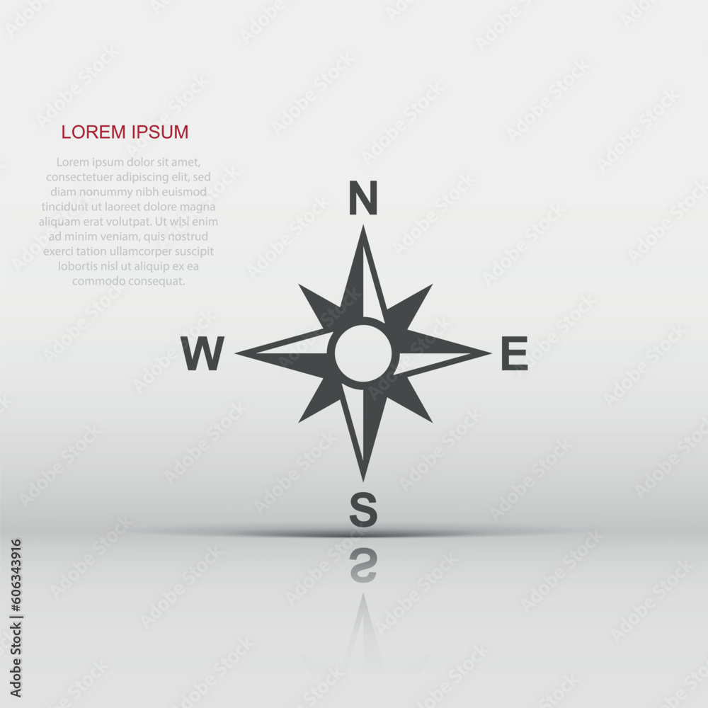 Global navigation icon in flat style. Compass gps vector illustration on white isolated background. Location discovery business concept. Global navigation icon in flat style. Compass gps vector illustration on white isolated background. Location discovery business concept.