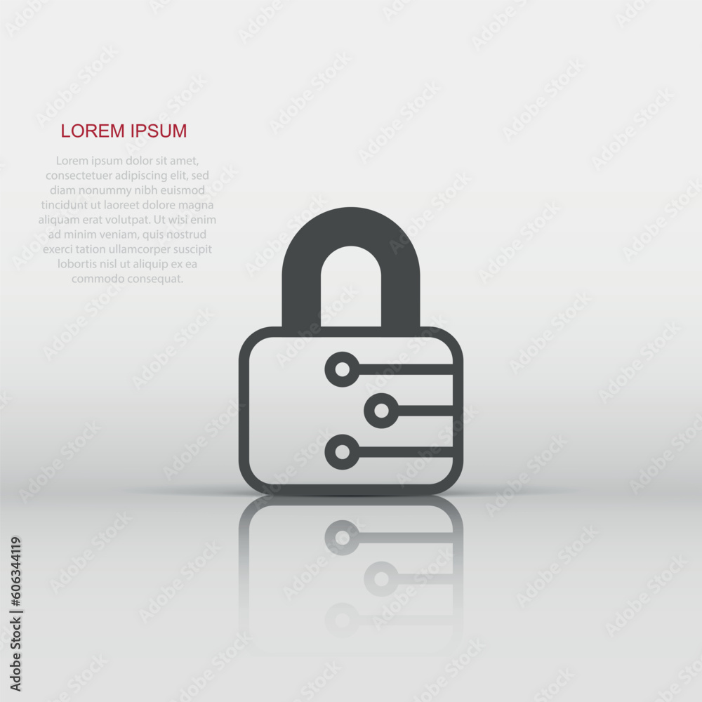 Cyber security icon in flat style. Padlock locked vector illustration on white isolated background. Closed password business concept. Cyber security icon in flat style. Padlock locked vector illustration on white isolated background. Closed password business concept.
