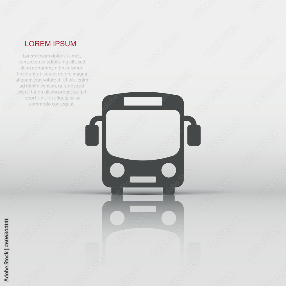 School bus icon in flat style. Autobus vector illustration on white isolated background. Coach transport business concept. School bus icon in flat style. Autobus vector illustration on white isolated background. Coach transport business concept.