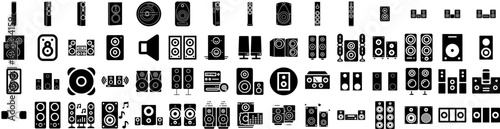 Set Of Speakers Icons Isolated Silhouette Solid Icon With Business, Speech, Public, Speaker, Conference, Presentation, Modern Infographic Simple Vector Illustration Logo