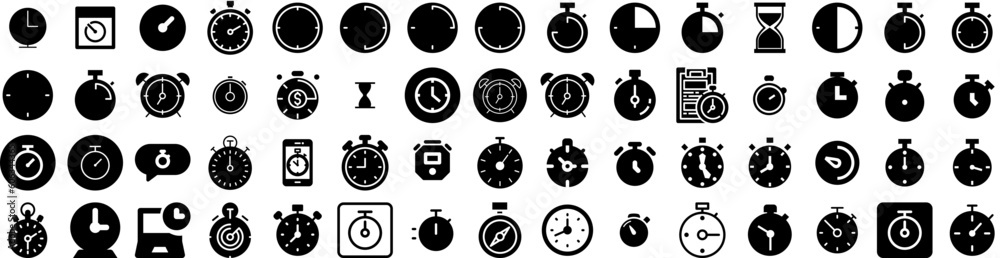Set Of Stopwatch Icons Isolated Silhouette Solid Icon With Clock, Time, Vector, Stopwatch, Timer, Stop, Watch Infographic Simple Vector Illustration Logo Set Of Stopwatch Icons Isolated Silhouette Solid Icon With Clock, Time, Vector, Stopwatch, Timer, Stop, Watch Infographic Simple Vector Illustration Logo