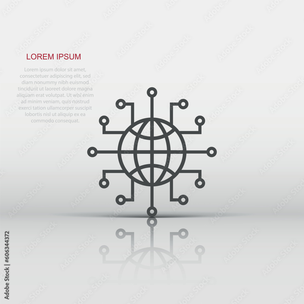 Global network icon in flat style. Cyber world vector illustration on white isolated background. Earth business concept. Global network icon in flat style. Cyber world vector illustration on white isolated background. Earth business concept.
