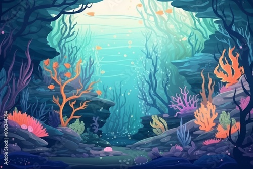 Under the sea background ilustration. Generative AI © KaterynaVS