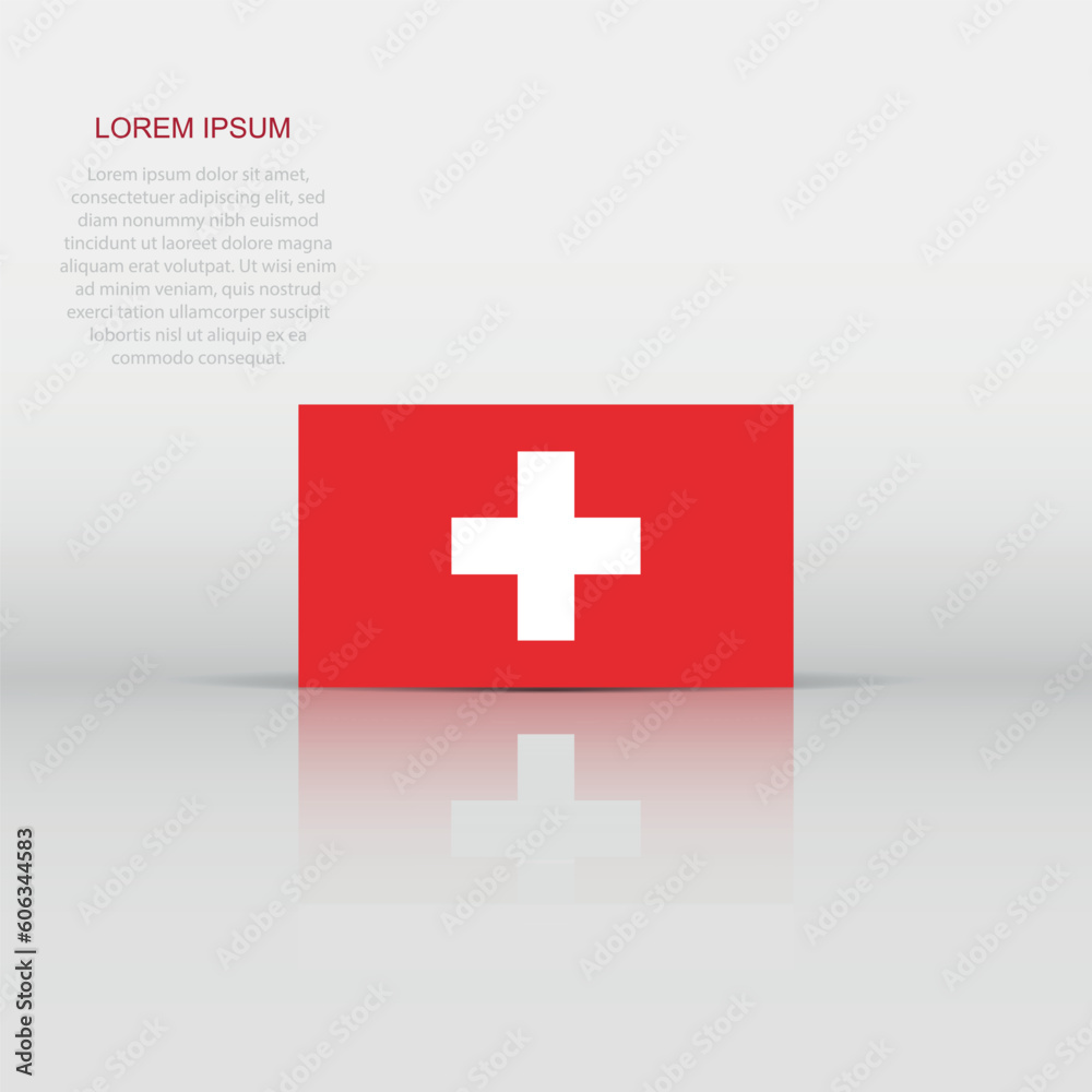 Switzerland flag icon in flat style. National sign vector illustration. Politic business concept. Switzerland flag icon in flat style. National sign vector illustration. Politic business concept.