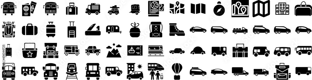Set Of Travel Icons Isolated Silhouette Solid Icon With Trip, Holiday, Tourism, Journey, Travel, Airplane, Vacation Infographic Simple Vector Illustration Logo Set Of Travel Icons Isolated Silhouette Solid Icon With Trip, Holiday, Tourism, Journey, Travel, Airplane, Vacation Infographic Simple Vector Illustration Logo