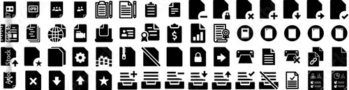 Set Of Document Icons Isolated Silhouette Solid Icon With Folder, Business, Office, Information, Concept, Document, File Infographic Simple Vector Illustration Logo