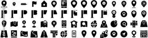 Set Of Location Icons Isolated Silhouette Solid Icon With Pin  Place  Sign  Icon  Location  Symbol  Design Infographic Simple Vector Illustration Logo