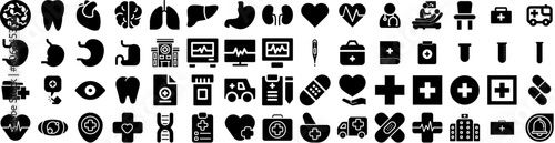Set Of Medical Icons Isolated Silhouette Solid Icon With Care, Hospital, Medicine, Health, Clinic, Doctor, Medical Infographic Simple Vector Illustration Logo