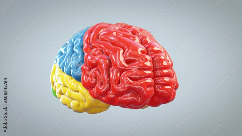 3d colorful brain rotating, great mind concept, loop 3d colorful brain rotating, great mind concept, loop