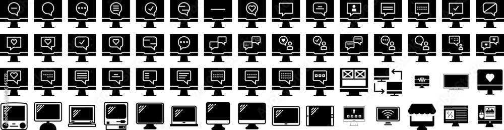 Set Of Monitor Icons Isolated Silhouette Solid Icon With Monitor, Display, Technology, Business, Desktop, Computer, Screen Infographic Simple Vector Illustration Logo Set Of Monitor Icons Isolated Silhouette Solid Icon With Monitor, Display, Technology, Business, Desktop, Computer, Screen Infographic Simple Vector Illustration Logo