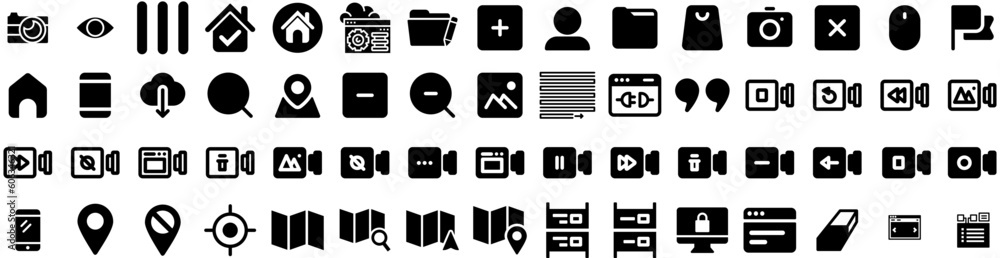 Set Of Interface Icons Isolated Silhouette Solid Icon With Digital, Vector, Frame, Design, Screen, Template, Interface Infographic Simple Vector Illustration Logo