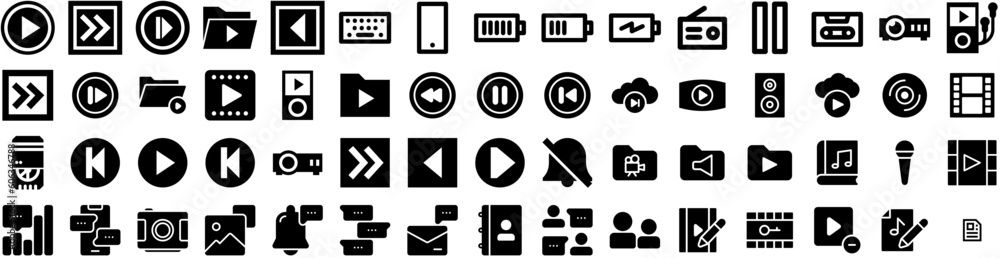 Set Of Media Icons Isolated Silhouette Solid Icon With Marketing, Internet, Social, Web, Network, Business, Media Infographic Simple Vector Illustration Logo Set Of Media Icons Isolated Silhouette Solid Icon With Marketing, Internet, Social, Web, Network, Business, Media Infographic Simple Vector Illustration Logo