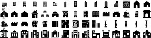 Set Of Architecture Icons Isolated Silhouette Solid Icon With Modern, Architecture, Construction, Background, Design, Structure, Building Infographic Simple Vector Illustration Logo