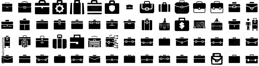 Set Of Briefcase Icons Isolated Silhouette Solid Icon With Suitcase, Briefcase, Office, Bag, Business, Case, Work Infographic Simple Vector Illustration Logo Set Of Briefcase Icons Isolated Silhouette Solid Icon With Suitcase, Briefcase, Office, Bag, Business, Case, Work Infographic Simple Vector Illustration Logo