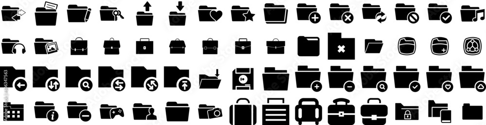 Set Of Folder Icons Isolated Silhouette Solid Icon With Paper, Illustration, Open, Folder, Document, Business, File Infographic Simple Vector Illustration Logo Set Of Folder Icons Isolated Silhouette Solid Icon With Paper, Illustration, Open, Folder, Document, Business, File Infographic Simple Vector Illustration Logo