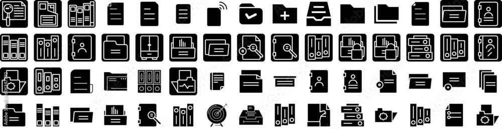 Set Of Archive Icons Isolated Silhouette Solid Icon With Data, Archive, Storage, Business, Document, File, Office Infographic Simple Vector Illustration Logo Set Of Archive Icons Isolated Silhouette Solid Icon With Data, Archive, Storage, Business, Document, File, Office Infographic Simple Vector Illustration Logo