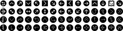 Set Of Direction Icons Isolated Silhouette Solid Icon With Sign, Symbol, Background, Arrow, Illustration, Direction, Vector Infographic Simple Vector Illustration Logo