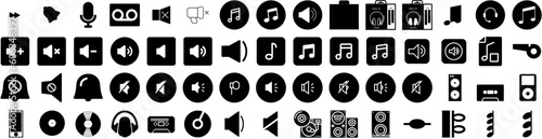 Set Of Sound Icons Isolated Silhouette Solid Icon With Music, Vector, Audio, Abstract, Sound, Digital, Voice Infographic Simple Vector Illustration Logo