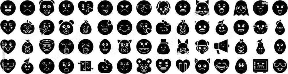 Set Of Emotion Icons Isolated Silhouette Solid Icon With Emotion, Face, Fun, Expression, Happy, Smile, Sad Infographic Simple Vector Illustration Logo Set Of Emotion Icons Isolated Silhouette Solid Icon With Emotion, Face, Fun, Expression, Happy, Smile, Sad Infographic Simple Vector Illustration Logo