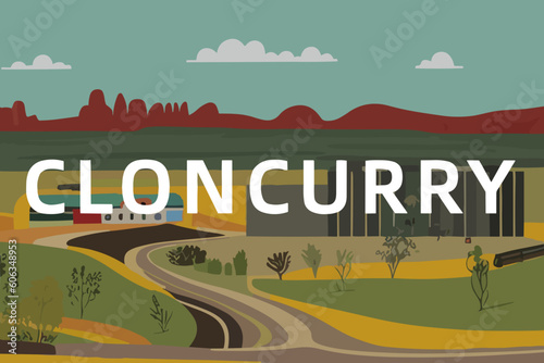 Cloncurry: Modern illustration of an Australian scene with the name Cloncurry in Queensland photo