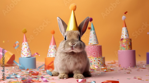 Whimsical rabbit party vibes . Generative IA
