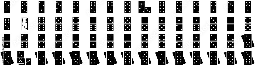 Set Of Dominoes Icons Isolated Silhouette Solid Icon With Dominoes, White, Action, Strategy, Game, Domino, Block Infographic Simple Vector Illustration Logo Set Of Dominoes Icons Isolated Silhouette Solid Icon With Dominoes, White, Action, Strategy, Game, Domino, Block Infographic Simple Vector Illustration Logo