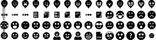 Set Of Expression Icons Isolated Silhouette Solid Icon With Set, Vector, Illustration, Isolated, Icon, Symbol, Cartoon Infographic Simple Vector Illustration Logo