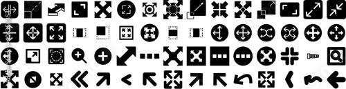 Set Of Expand Icons Isolated Silhouette Solid Icon With Design, Vector, Expand, Growth, Icon, Business, Symbol Infographic Simple Vector Illustration Logo