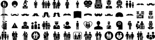 Set Of Father Icons Isolated Silhouette Solid Icon With Family, Father, Happy, Daddy, Dad, Holiday, Love Infographic Simple Vector Illustration Logo