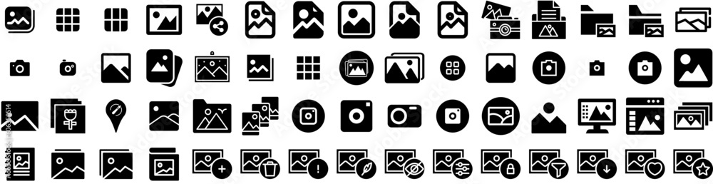 Set Of Gallery Icons Isolated Silhouette Solid Icon With Exhibition, Gallery, Art, Wall, Museum, Picture, Contemporary Infographic Simple Vector Illustration Logo