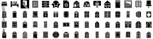 Set Of Interior Icons Isolated Silhouette Solid Icon With Home, Modern, Wall, Interior, Room, Furniture, Design Infographic Simple Vector Illustration Logo