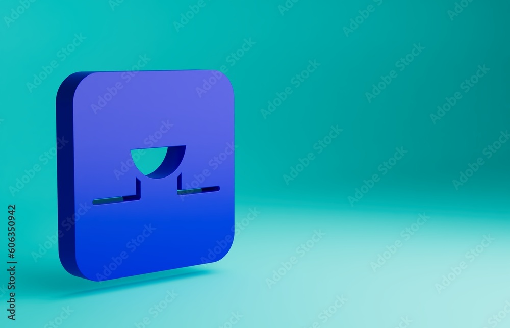 Blue Buzzer in electronic circuit icon isolated on blue background. Minimalism concept. 3D render illustration Blue Buzzer in electronic circuit icon isolated on blue background. Minimalism concept. 3D render illustration