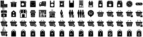 Set Of Marketplace Icons Isolated Silhouette Solid Icon With Internet, Online, Store, Shop, Retail, Business, Marketplace Infographic Simple Vector Illustration Logo