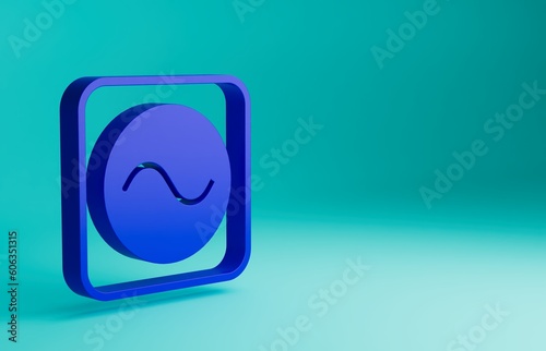 Blue AC voltage source symbol icon isolated on blue background. Alternating current symbol. Minimalism concept. 3D render illustration © Kostiantyn