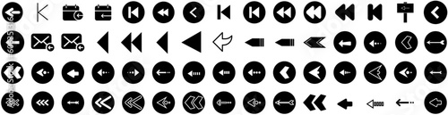 Set Of Previous Icons Isolated Silhouette Solid Icon With Web, Vector, Arrow, Icon, Button, Symbol, Previous Infographic Simple Vector Illustration Logo