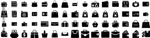 Set Of Purse Icons Isolated Silhouette Solid Icon With Purse  Background  Handbag  Female  Bag  Woman  Style Infographic Simple Vector Illustration Logo