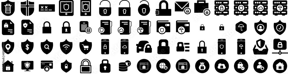 Set Of Secured Icons Isolated Silhouette Solid Icon With Computer, Security, Safety, Secure, Internet, Technology, Protection Infographic Simple Vector Illustration Logo Set Of Secured Icons Isolated Silhouette Solid Icon With Computer, Security, Safety, Secure, Internet, Technology, Protection Infographic Simple Vector Illustration Logo